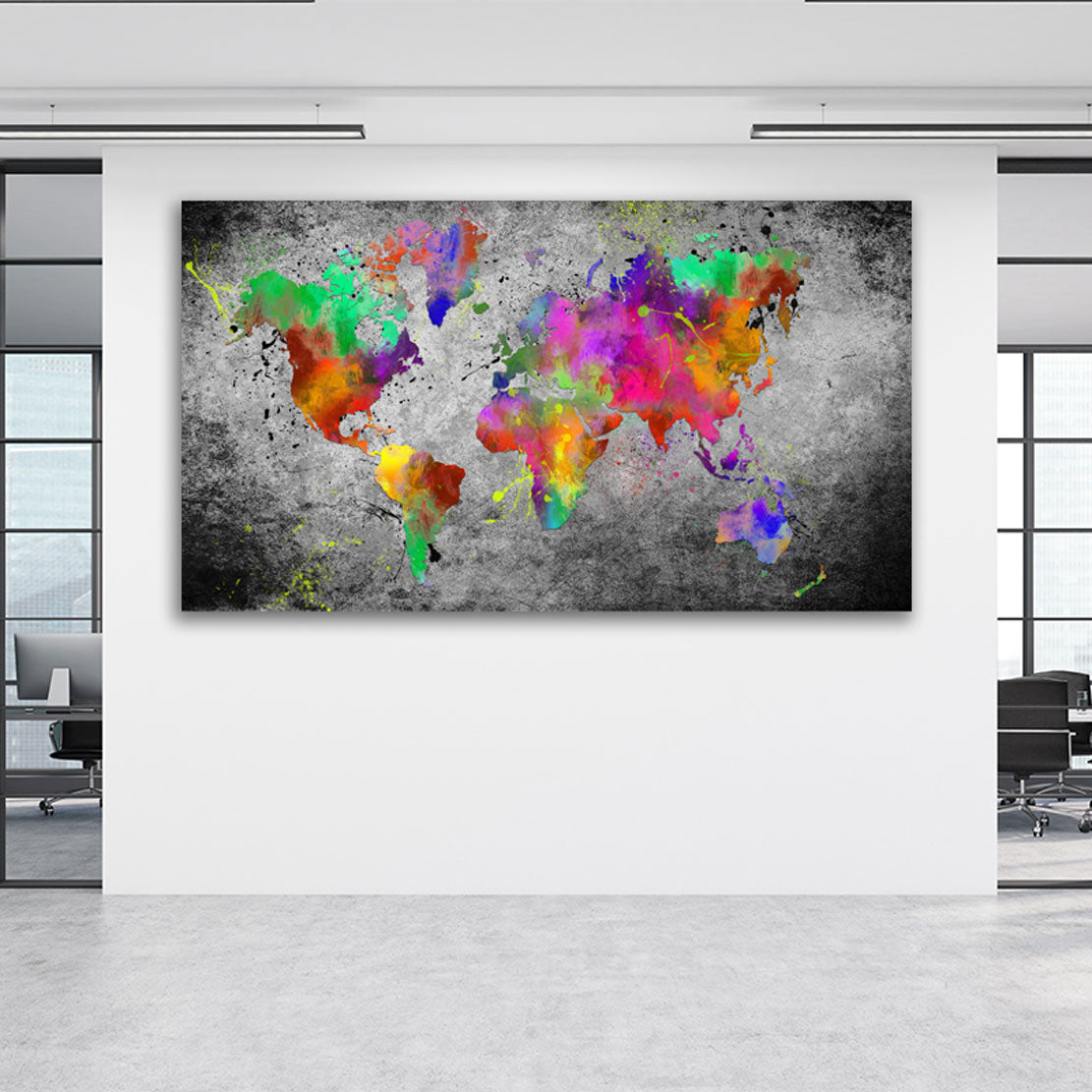 Wandbild Weltkarte Pop Art Abstract Splash