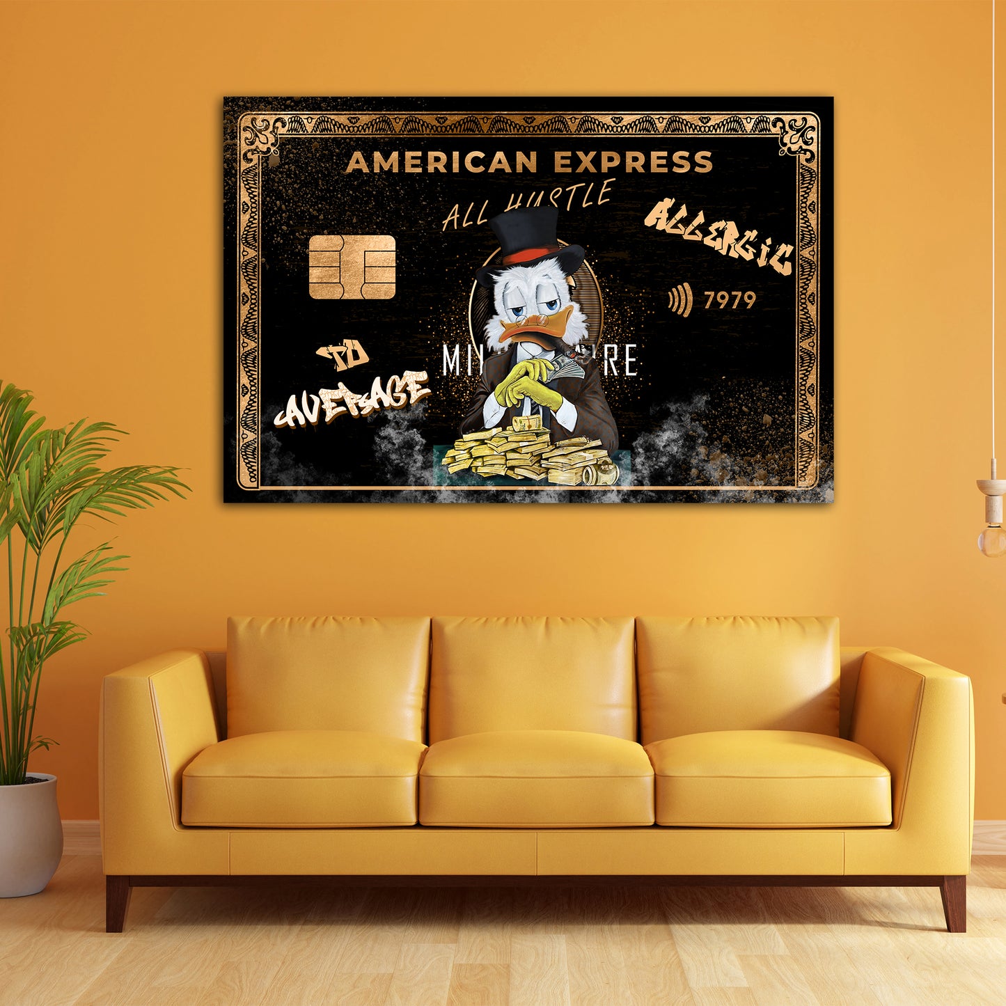 Pop Art Duck Wandbild Leinwandbild Comic Karte Motivation Geld, Erfolg
