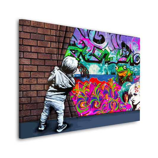 Wandbild Wand Street Art mit Junge Pop Art Wall