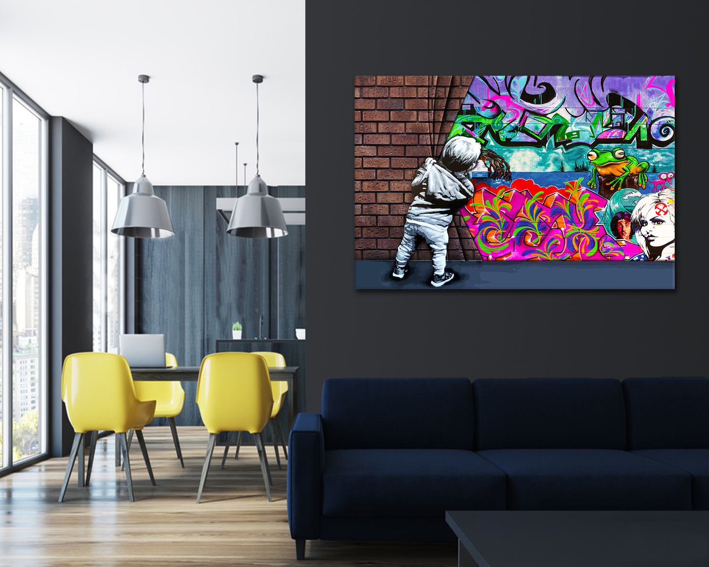 Wandbild Wand Street Art mit Junge Pop Art Wall