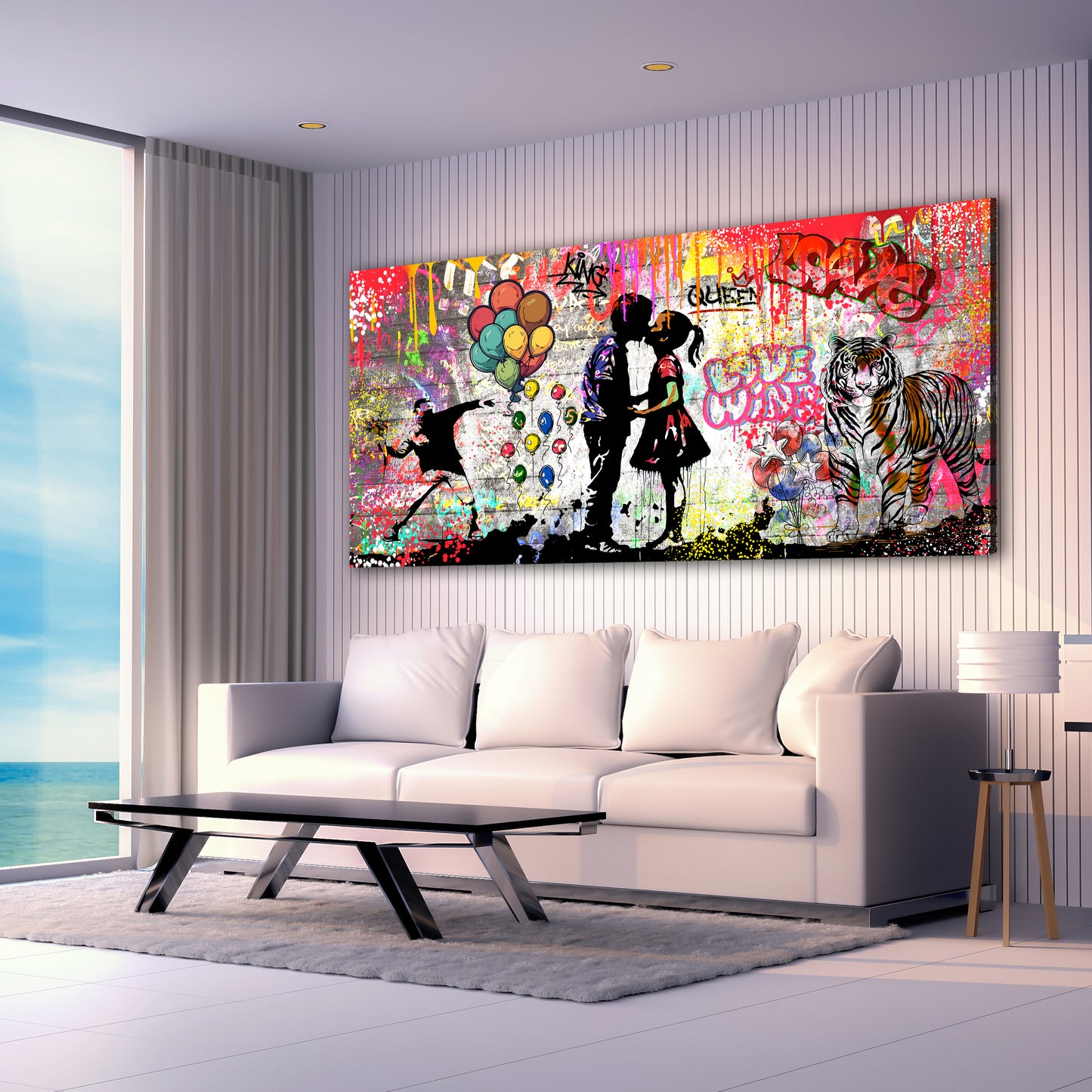 Wandbild Liebespaar Street Art Graffiti Pop Art