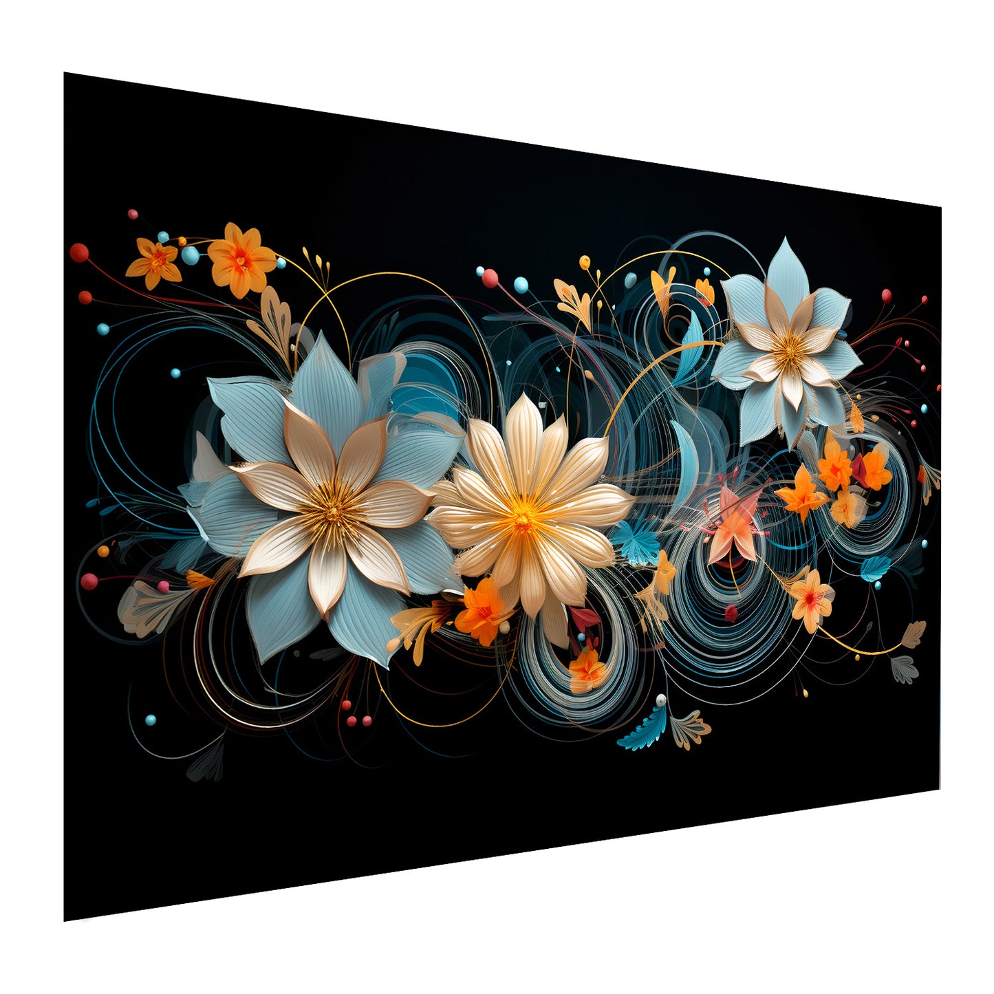 Wandbild Lines abstrakte Blumen Black Style