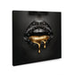 Wandbild Lippen in Goldoptik mit Luxusmotiv und modernem Stil
