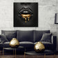 Wandbild Lippen in Goldoptik mit Luxusmotiv und modernem Stil