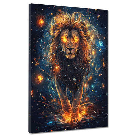 Wandbild Löwe feurig leuchtend mystisch modern