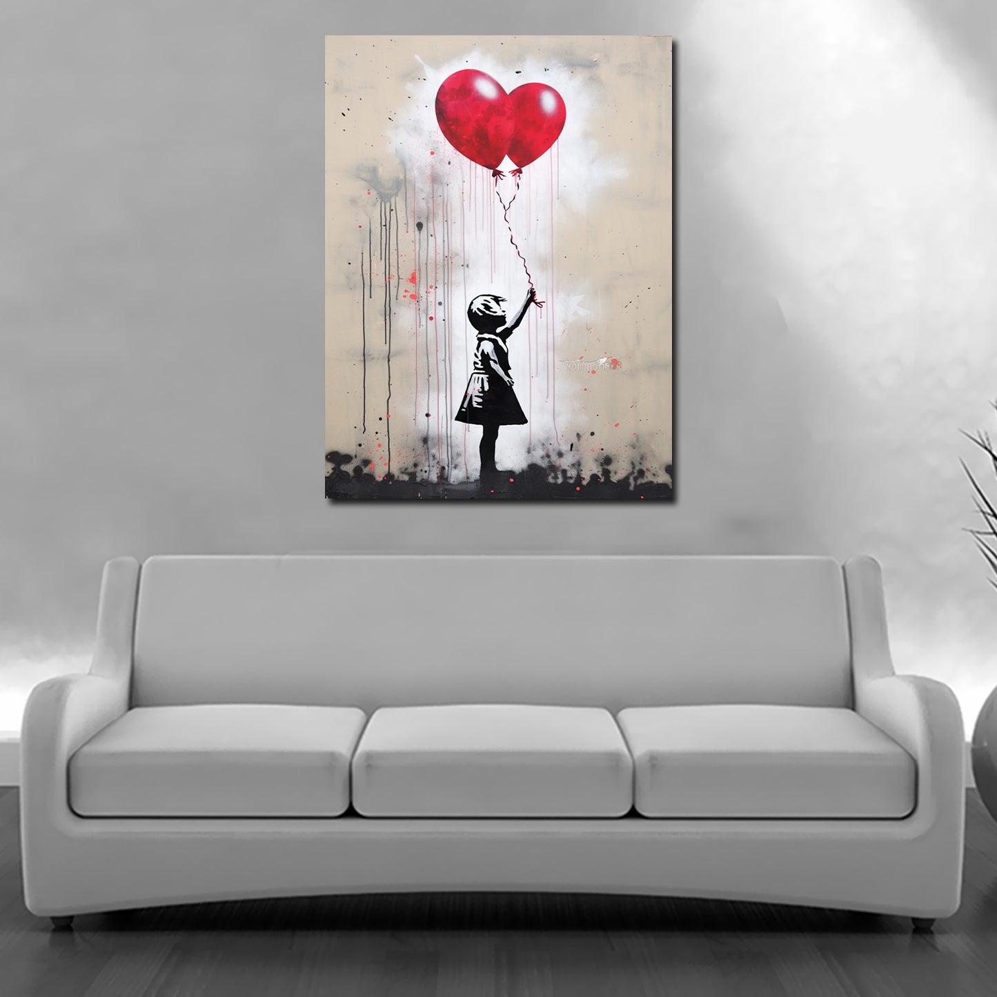 Wandbild Mädchen mit rotem Ballon, Street Art