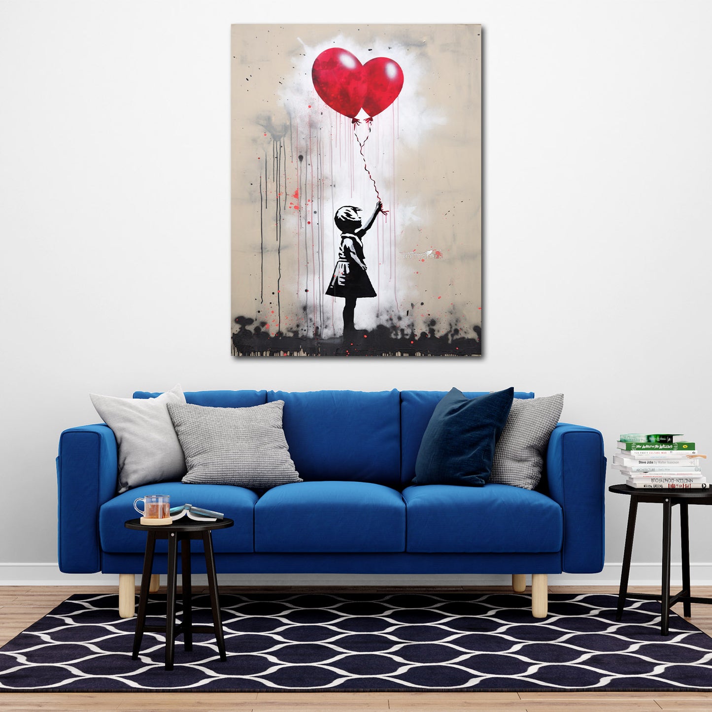 Wandbild Mädchen mit rotem Ballon, Street Art