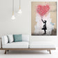 Wandbild Mädchen mit rotem Ballon aus Herzen, Street Art Banksy Art