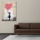 Wandbild Mädchen mit rotem Ballon aus Herzen, Street Art Banksy Art