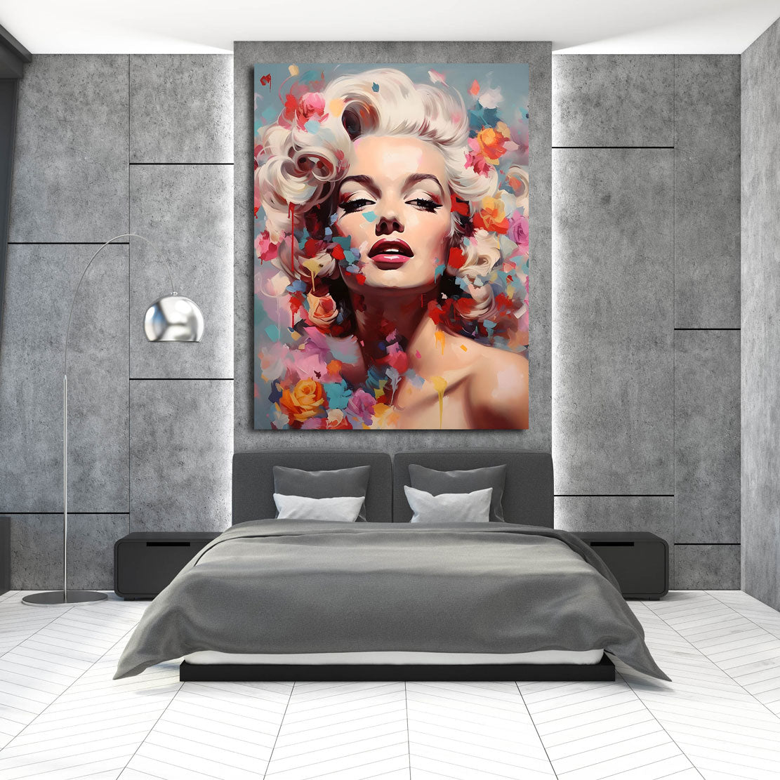 Wandbild Marilyn abstrakt mit Rosen