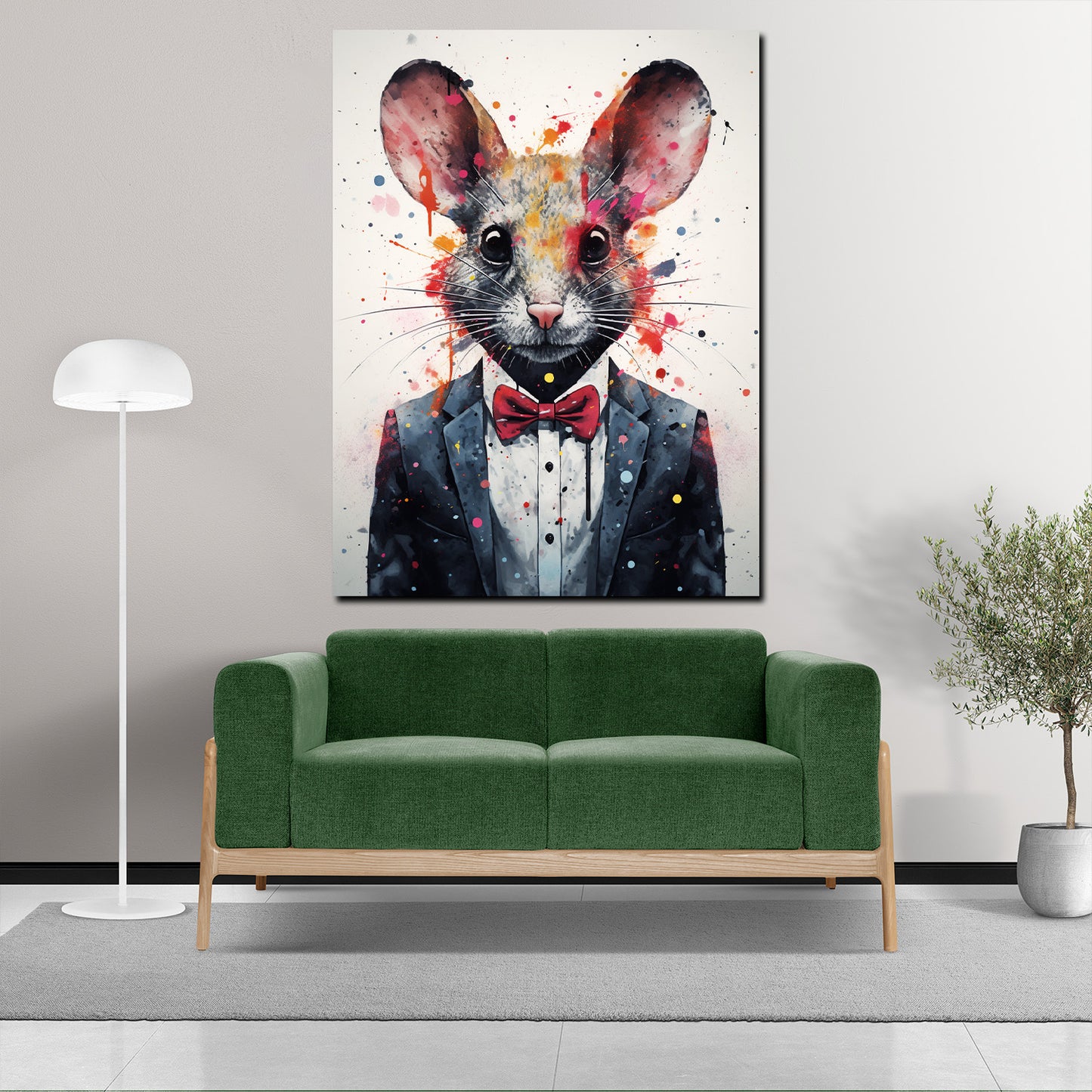 Wandbild Maus abstrakt im Anzug Pop Art