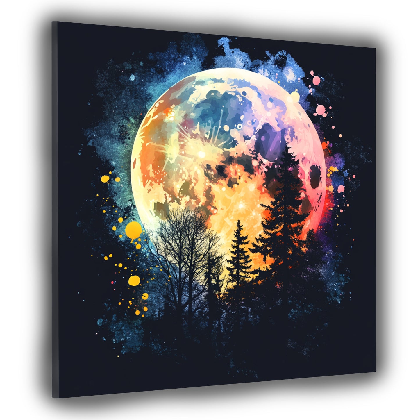 Wandbild Mond Wald Nacht Himmel