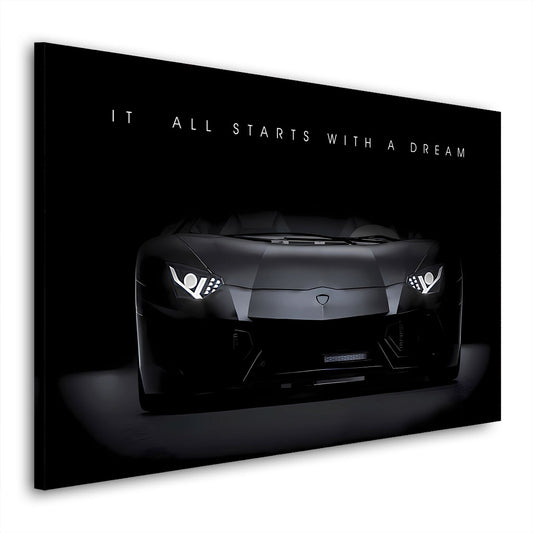 Wandbild Motivation Auto Sportwagen Black Style, Zitat