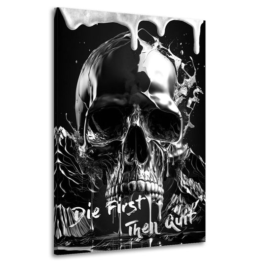 Wandbild Motivation Totenkopf Erfolg modern schwarz weiß