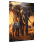 Wandbild Natur Elefanten Familie Sonnenuntergang