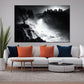 Wandbild Natur Wasserfall schwarz weiß Landschaft Felsen Baum Lichtspiel