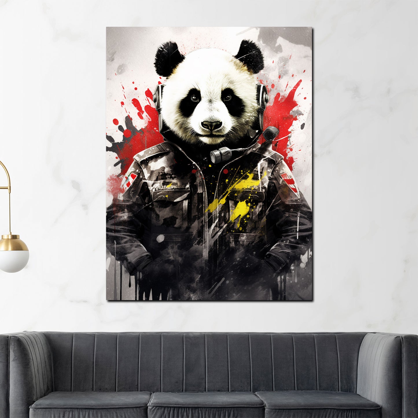 Wandbild Panda in Uniform Pop Art