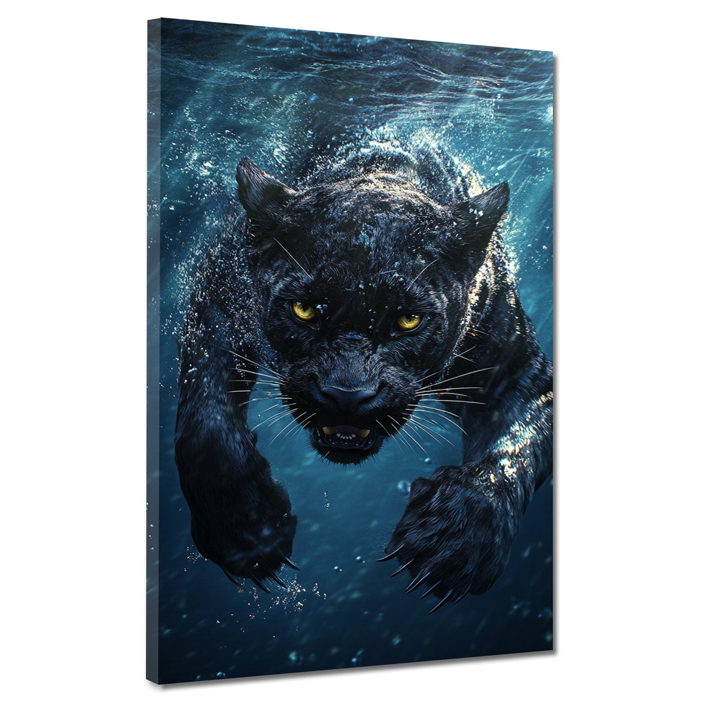 Wandbild Panther unter Wasser Kraft Dynamik Wildtier