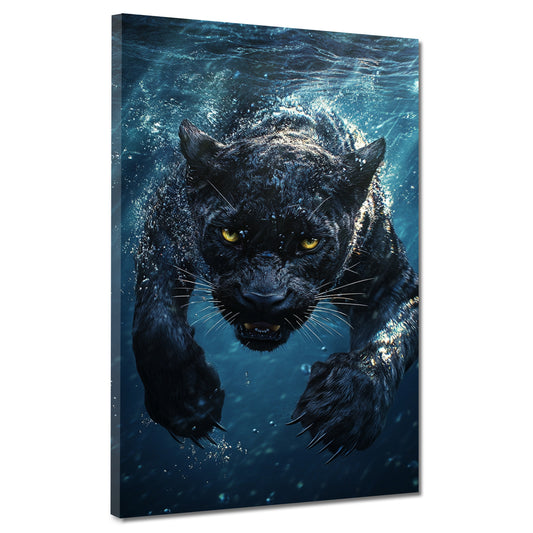 Wandbild Panther unter Wasser Kraft Dynamik Wildtier