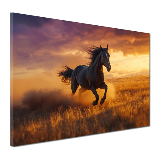 Wandbild Pferd im Sonnenuntergang Freiheit Natur modern