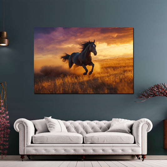 Wandbild Pferd im Sonnenuntergang Freiheit Natur modern