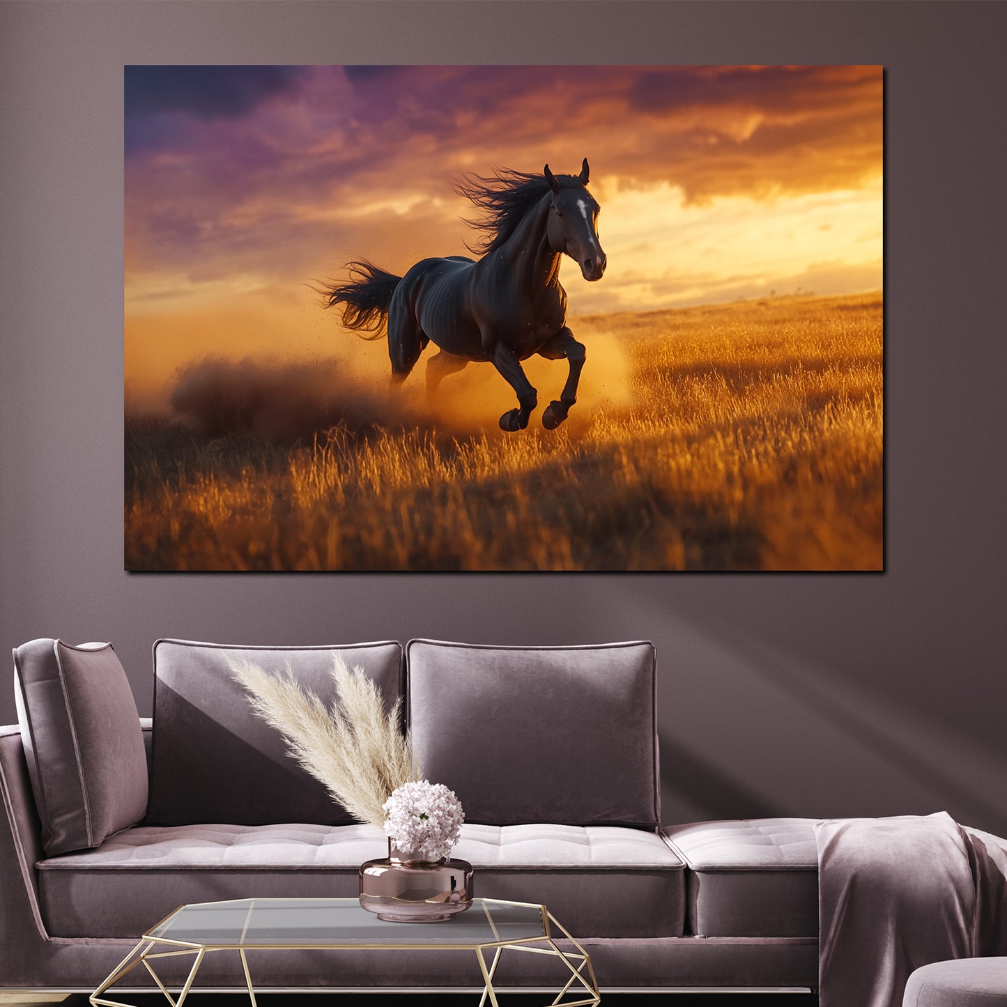 Wandbild Pferd im Sonnenuntergang Freiheit Natur modern