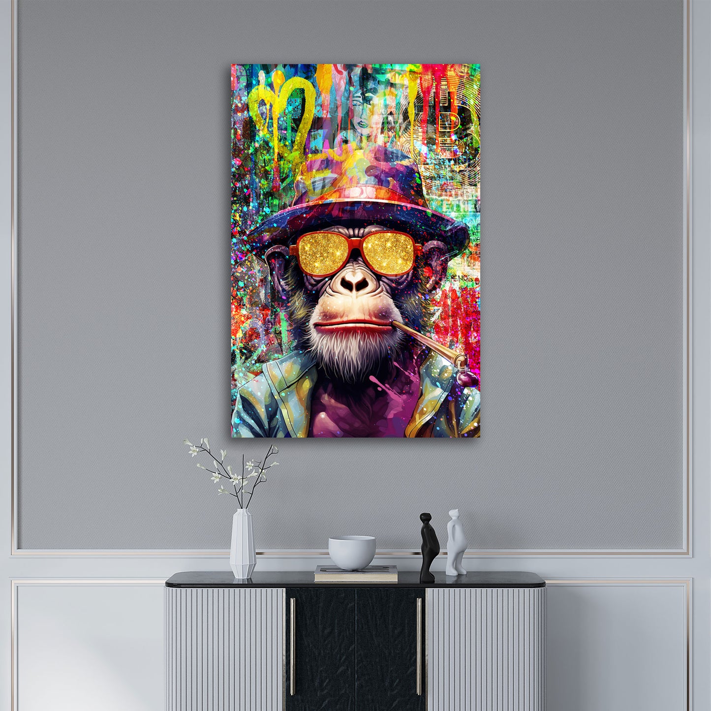 Wandbild Pop Art Affe mit Sonnenbrille