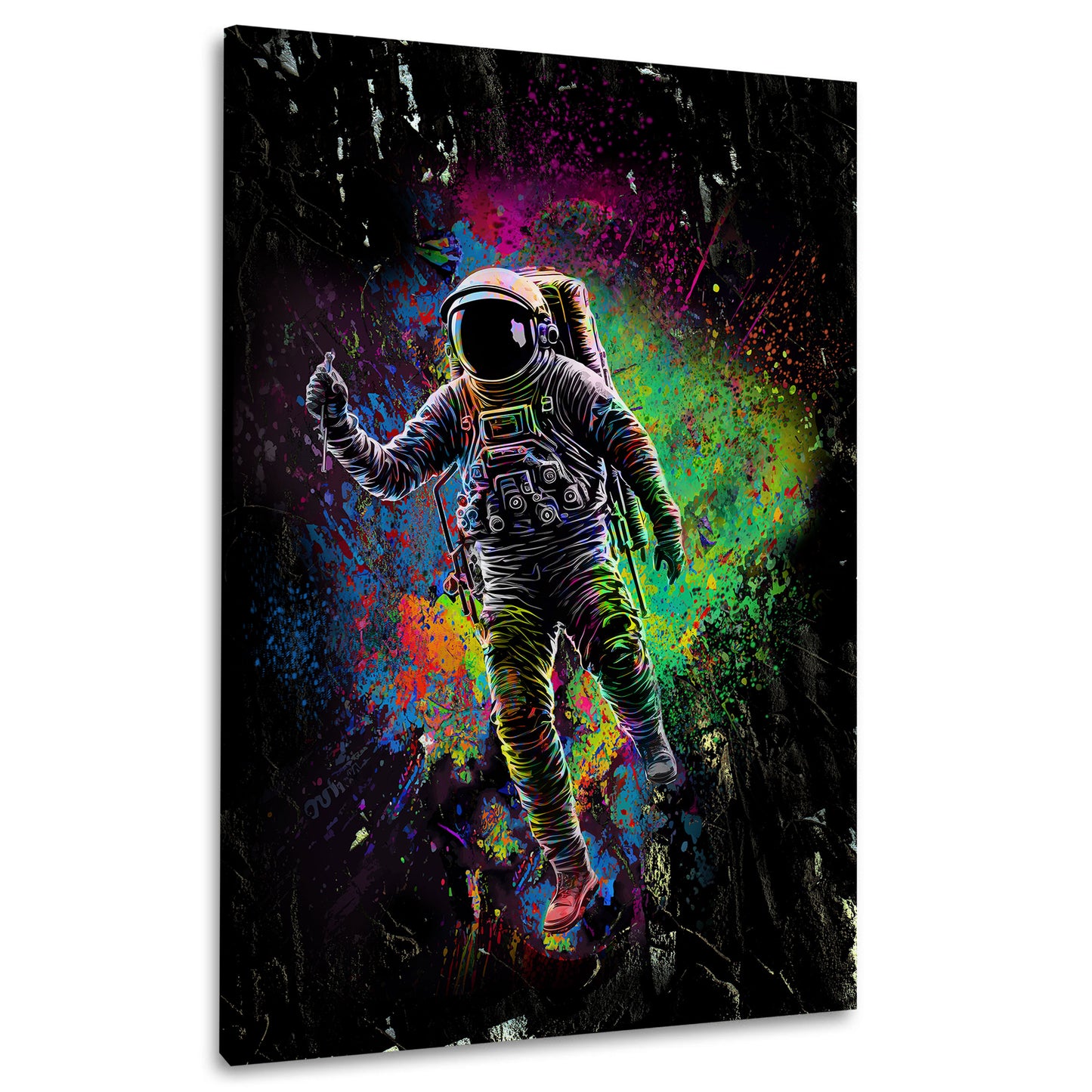 Wandbild Pop Art Astronaut im Weltraum Dark