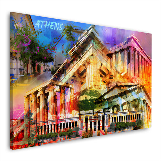 Pop Art Athen Griechenland Antike Tempel bunt modern Wandbild