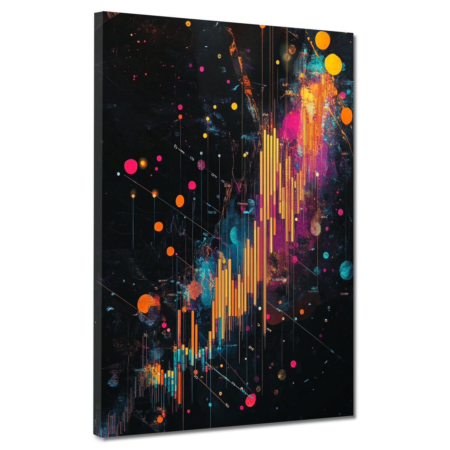 Wandbild Pop Art Börsenlinien Aktienchart farbenfroh modern