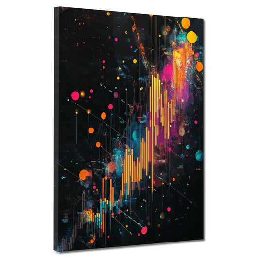 Wandbild Pop Art Börsenlinien Aktienchart farbenfroh modern