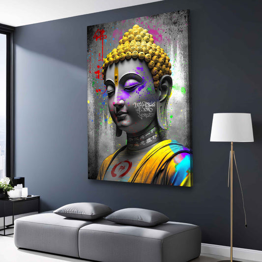 Wandbild Street Art Style Buddha Figur modern