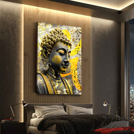Wandbild Pop Art Buddha goldene Ruhe Spiritualität modern