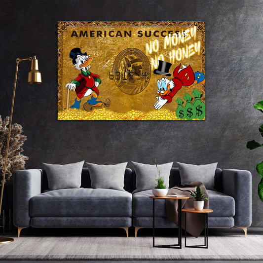 Wandbild Pop Art Comic Duck American Success und Reichtum