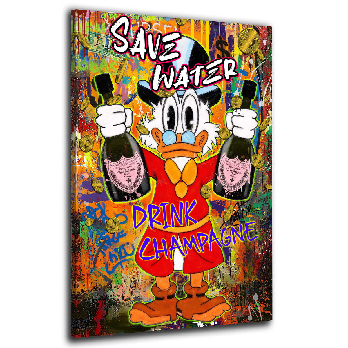 Duck Save Water – Champagner – Wandbild