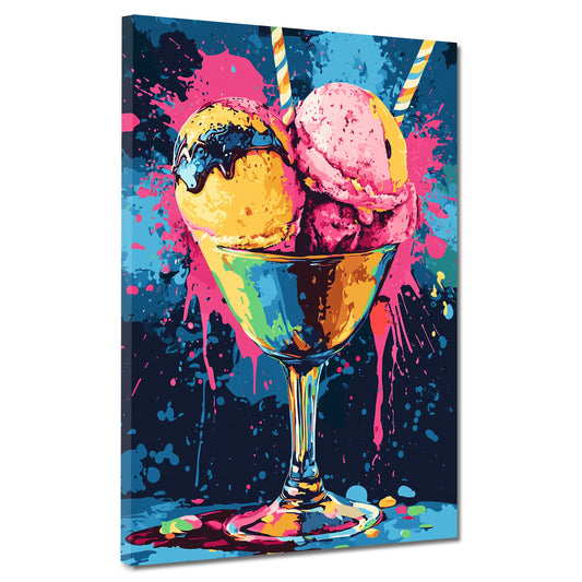 Wandbild Pop Art Eisbecher bunt knallig modern