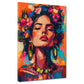 Wandbild Frida jung abstrakt modern Blumen Porträt farbenfroh