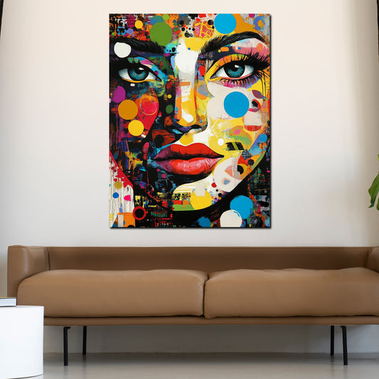 Wandbild Pop Art Frau Gesicht Farben Blick modern