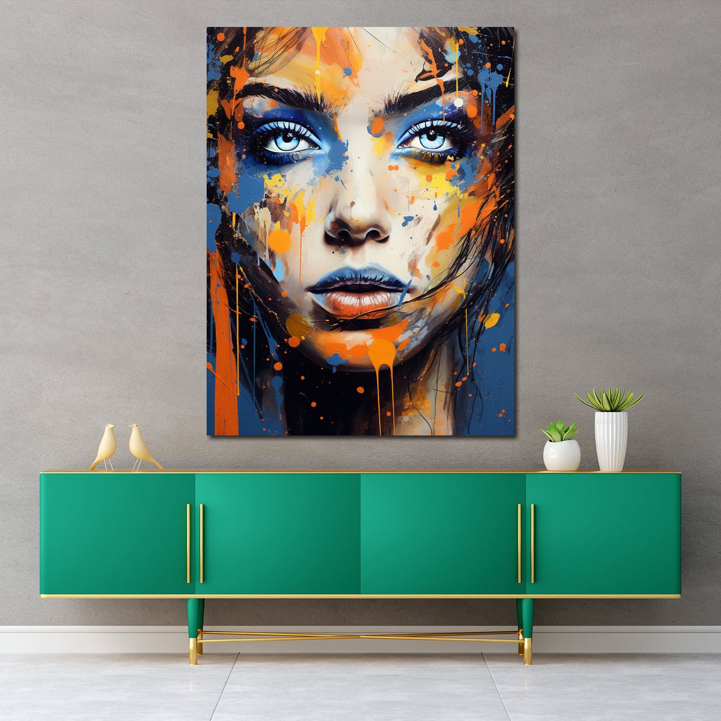 Wandbild Pop Art Gesicht Splash Art, Frau