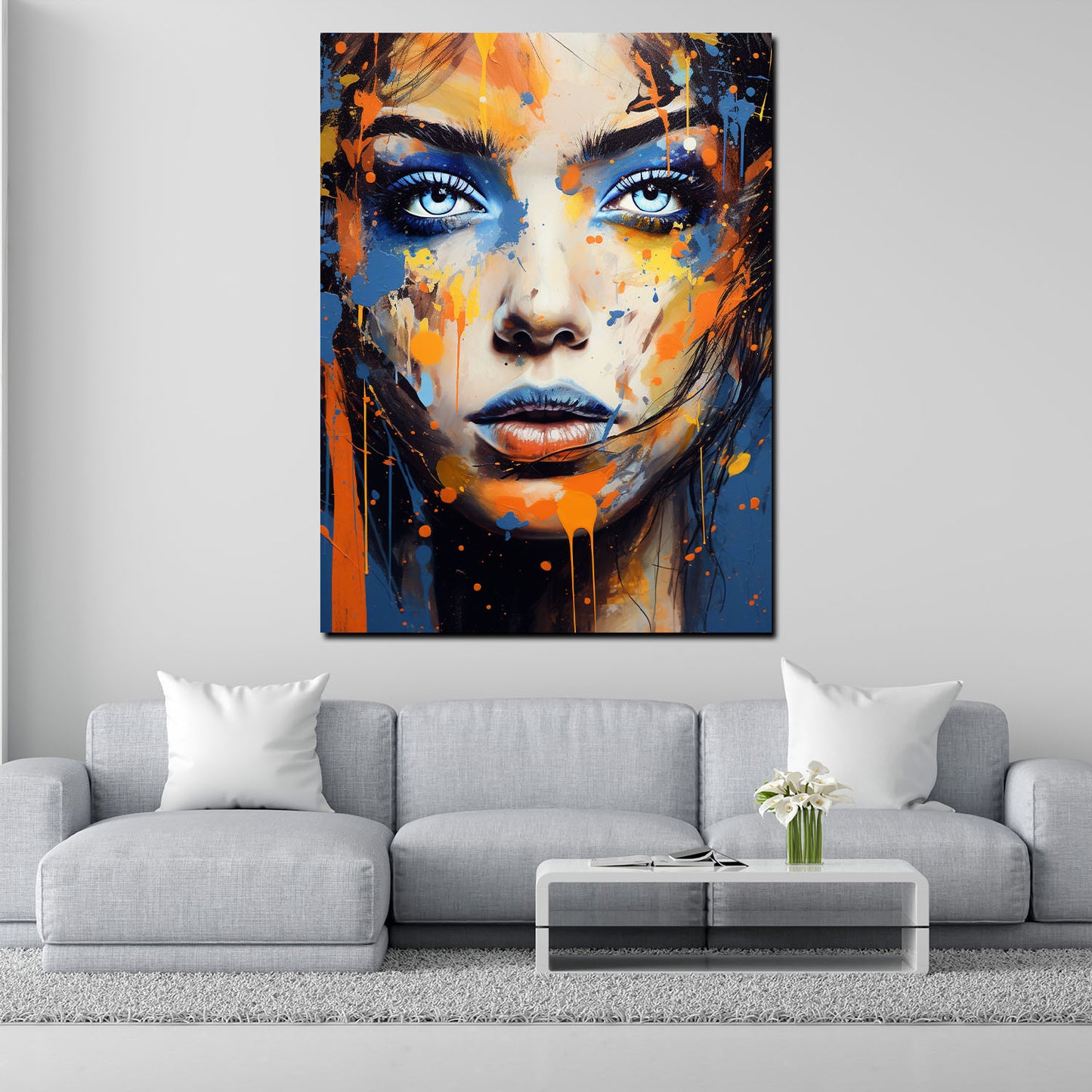 Wandbild Pop Art Gesicht Splash Art, Frau