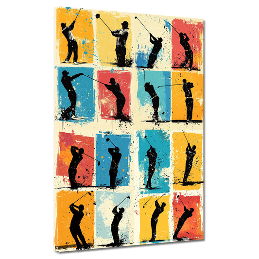 Wandbild Pop Art Golfspieler bunt modern dynamisch
