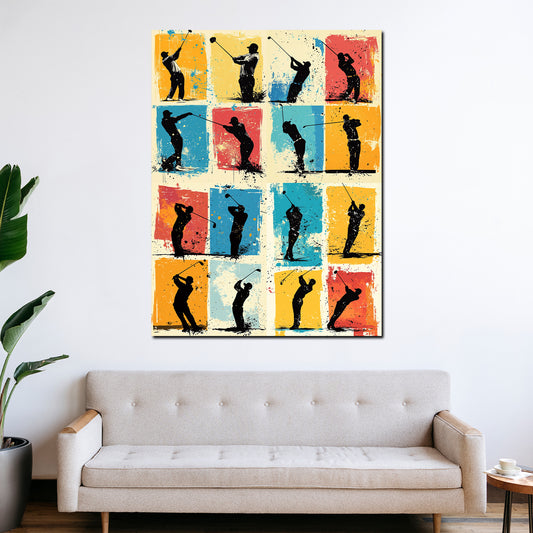 Wandbild Pop Art Golfspieler bunt modern dynamisch