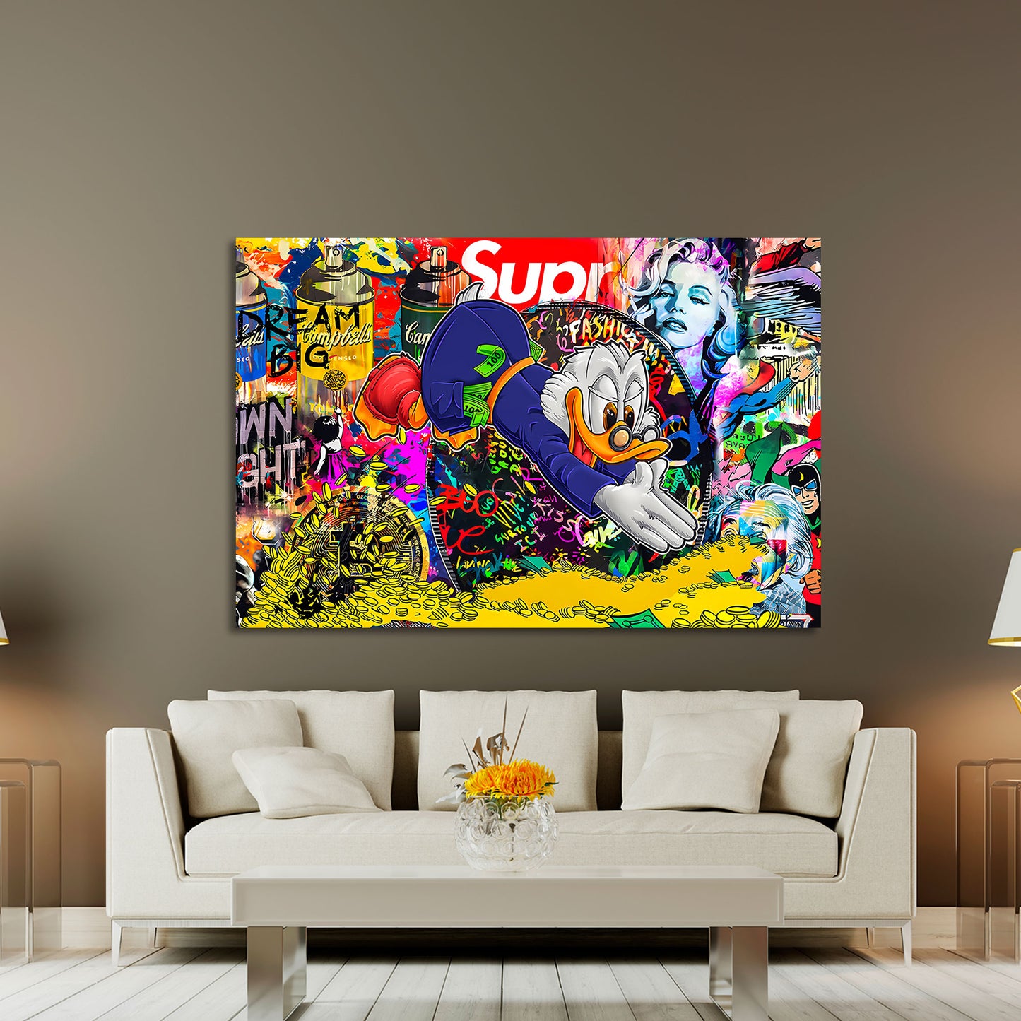 Duck Pop Art Graffiti Wandbild Kunstwerk