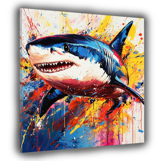 Wandbild Pop Art Hai farbenfroh kraftvoll modern