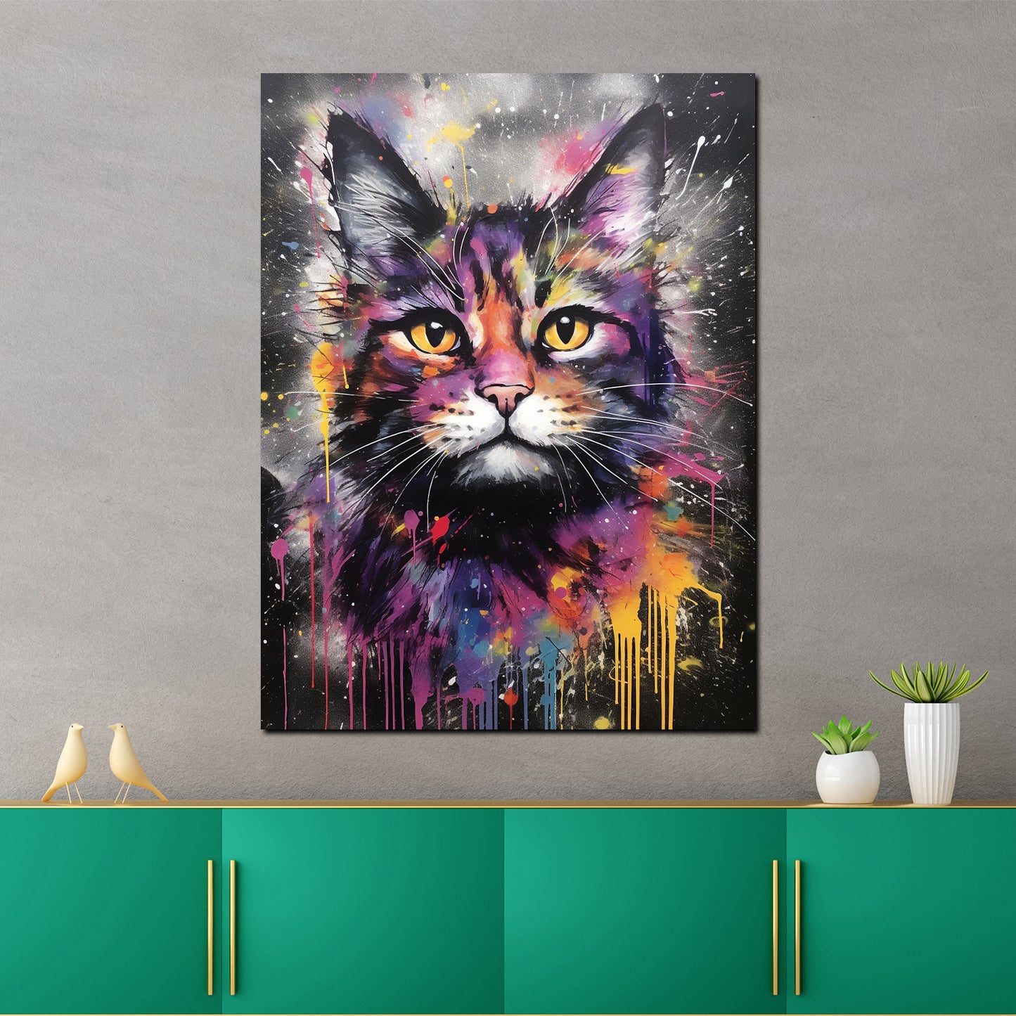 Wandbild Pop Art Katze Splash