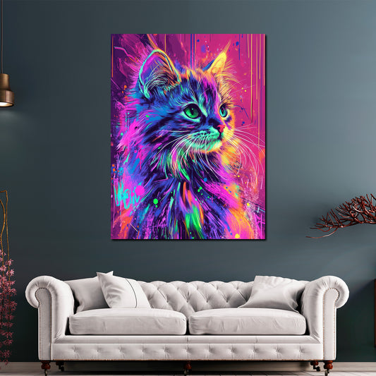 Wandbild Pop Art Katze ausdrucksstark modern