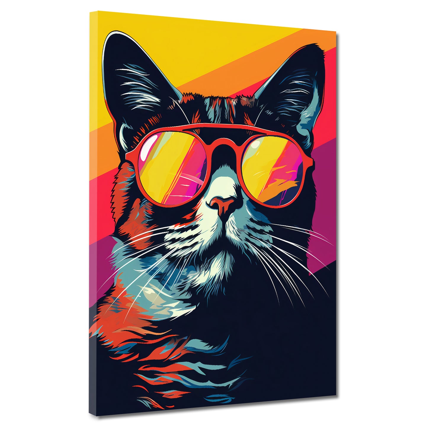 Wandbild Pop Art Katze mit Sonnenbrille