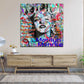 Wandbild Pop Art Marilyn Porträt Zitat bunt Street Art modern