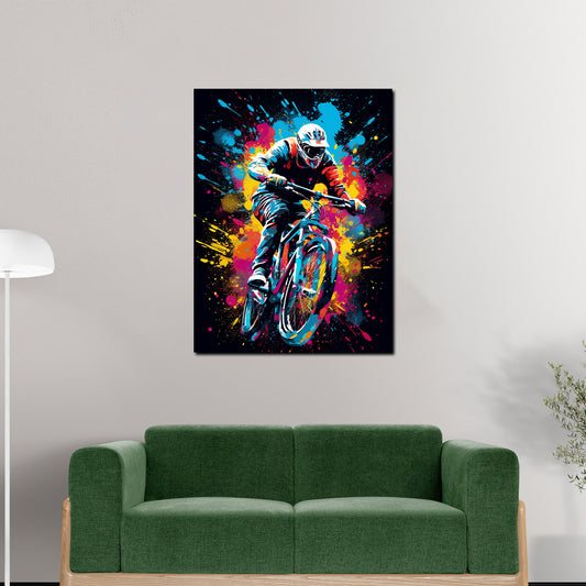 Wandbild Pop Art Mountainbike Crossbike Rennen