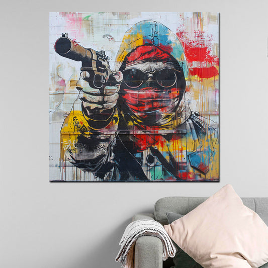 Wandbild Pop Art One Shot Gangster Colour Style